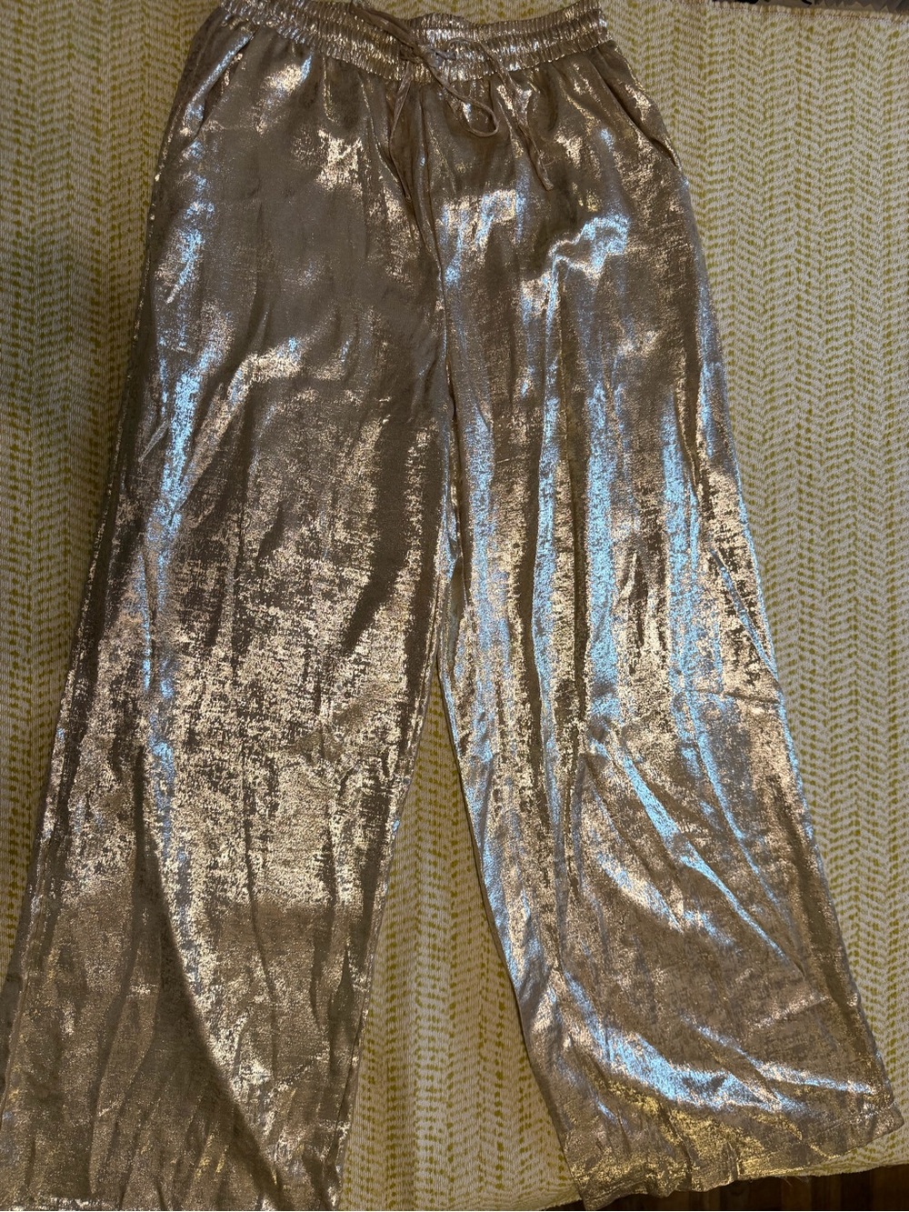 Metallic foil Wide-Leg Pants - Gold